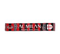 3R Sport SRL Bufanda Oficial Milan Modelo Estadio San Siro 100% Acrílico Rojo Negro Unisex Producida bajo Licencia del Club, Talla única, Negro