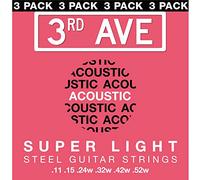 3rd Avenue Cuerdas para guitarra acústica súper ligeras - paquete de 3