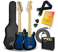 3rd Avenue Guitarra Eléctrica 1/4 Niños, Kit Ampli 5W, Azul | Ampli 5W a pilas, toca donde quieras; cable, funda, correa y púas incluidos - para 5-8 años