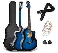 3rd Avenue Guitarra Electroacústica 4/4 con Afinador, Azul | Cutaway, previo integrado con EQ de 3 bandas y afinador. Funda, correa, púas y cuerdas incluidas