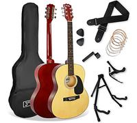 3rd Avenue Pack de guitarra acústica de tamaño estándar 4/4 para principiantes de 3rd Avenue, funda de transporte, púas, cuerdas de repuesto, soporte, correa y cejilla, Natural