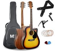 3rd Avenue Pack de guitarra electroacústica de calidad avanzada y tamaño estándar con cortadura y tapa anterior de abeto en color sunburst