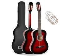 3rd Avenue Paquete Para Principiantes Con Cuerdas De Nailon Español Para Guitarra Clásica Para Niños, Tamaño 3/4, 6 Meses De Lecciones Gratis, Bolsa Y Cuerdas, Color Rojo