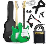 3rd Avenue XF Kit Definitivo De Guitarra Eléctrica 4/4 De Tamaño Completo Con Amplificador De 10 W, Cable, Soporte, Funda, Correa, Cuerdas De Repuesto, Púas, Cejilla - Verde