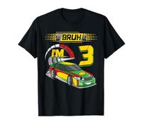 3rd Birthday Bruh Racing Car Party Outfit 3 Year Old Boys Camiseta