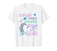 3rd Grade Cute Mermaid Shirt Girls Third Grade Making Waves Camiseta gráfica económica, Hombre, Blanco, S