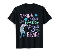 3rd Grade Cute Mermaid Shirt Girls Third Grade Making Waves Camiseta gráfica económica, Hombre, Negro, L