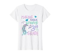 3rd Grade Cute Mermaid Shirt Girls Third Grade Making Waves Camiseta gráfica económica, Mujer, Blanco, M