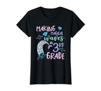 3rd Grade Cute Mermaid Shirt Girls Third Grade Making Waves Camiseta gráfica económica, Mujer, Negro, XL