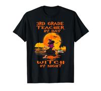 3rd Grade Teacher by Day Witch by Night Halloween Costume Camiseta gráfica económica