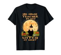 3rd Grade Teacher by Day Witch by Night Halloween Costume Camiseta gráfica económica
