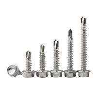 3sets 316 Stainless Steel Outer Hex Hexagon Drill Tail Screws M3.9 M4.2 .8 M5.5 M6.3 Head Self Drilling Tapping Screw Para chapas madera techo plástico(M4.8x38mm(10pcs))