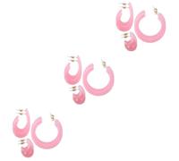 3sets Fine Crafted Circle for Women Trendy and Easy to Wear Hoop Earrings 3pairs*3