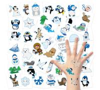 3sscha 144 tatuajes temporales de animales polares para niños, 2 pulgadas, temática de invierno, caricaturas, oso polar, pingüino, muñeco de nieve, Navidad, no tóxico, impermeable, calcomanías
