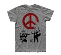 3styler Camiseta de hombre Soldiers Painting Peace Soldados pinturan Pace Logo Stencil - Street Art Shirt - Línea Classic - 100% algodón 185 g/m², Mezcla de grises, XL