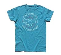 3styler Camiseta de hombre Sympathy for The Devil - Pleased to Meet You - Music Shirt - Línea Classic - 100% algodón 185 gr/m², azul claro, XL