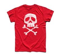 3styler Camiseta Hombre Calavera Jolly Roger Bandera Pirata - Camiseta del Capitán - Línea Clásica - 100% Algodón 185 gr/m², rojo, M