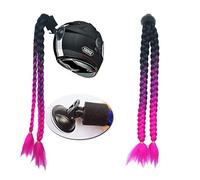 3T-SISTER - Accesorio de Cola de Cerdo para Casco de Motocicleta, Bicicleta, bateo, Patines u Otros Cascos, 2 Trenzas de 61 cm, Muchos Colores + Adhesivo 3M Gratis (B11)