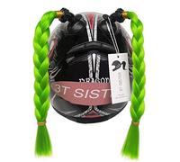3T-SISTER Casco Pigtails Gradiente Ramp Casco Cola de Cabello con Ventosa Copa de Cabello Decoración para Moto Bicicleta 2 Piezas 14inch