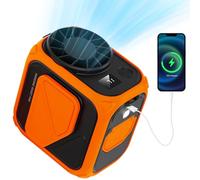 3T6B Ventilador de Cintura con Clip, 6000 mAh Ventiladors de Collar Portátil, 5 Velocidades, USB Recargable, Powerbank y Linterna, Mini Ventilador de Mesa para Camping, Deporte Acampar al Aire Libre
