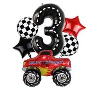 3th Race Car Balloons Set,Big Monster Truck Globos Bandera Globo Estrella Globo para Niños Race Car Birthday Party Racing Tema Party Decoraciones