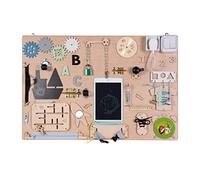 3toysm MIA - Cuadro de actividad sensorial Montessori Busy Board de madera natural (75 cm)