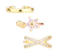 3uds Aretes Pinza Sin Perforación para Mujeres, Aretes Ajustables de Clip en Oro Cobre Joya Tendencia Cartílago Decoración de Outfit