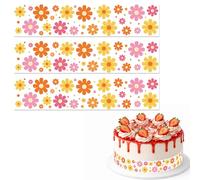 3uds Bordes Comestibles para Pasteles Estilo Boho, 28x6,2cm Papel Arroz Precortado Decoraciones Comestibles Pasteles Adornos Laterales Pastele Cumpleaños Estilo Boho Decor para Fiestas Hippies