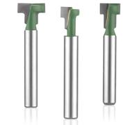 3uds Juego Brocas Enrutador Ojo Cerradura, Vástago 1/4 Pulgada Juego Cortador Ranura en T, Diámetro Hoja, Cortador Ranura en T para Carpintería de 5/16", 3/8" y 1/2", para Bricolaje en Hogar