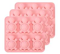 3uds Molde Silicona Tortuga, Moldes de Silicona para Pasteles Ideal para Decorar Pasteles Dulces y Chocolate (Rosa)