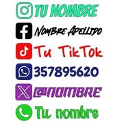 3uds. pegatinas nombre personalizado instagram, Tiktok, facebook, whatsapp, movil, etc.. Para coche, moto, furgoneta, empresa, local.. SRC SugarRacesCustoms (Whatsapp)