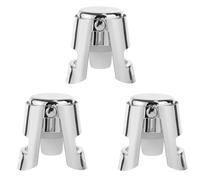 3uds Tapones para Champán, Corcho Botella de Acero Inoxidable y Silicona a Prueba de Fugas Mantienen Frescas Selladores Champán Ahorradores Tapón para Cava Prosecco y Espumosos (Plateado)