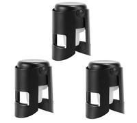 3uds Tapones para Champán, Corcho Botella de Acero Inoxidable y Silicona a Prueba de Fugas Mantienen Frescas Selladores Champán Ahorradores Tapón para Cava Prosecco y Espumosos (Negro)