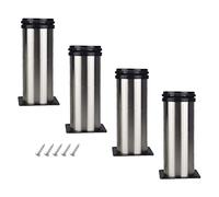 3UOOWWFA Patas de acero inoxidable para muebles, patas de mesa, patas de armario, patas de soporte para sofá, patas de cama, 5/6/8/10/12/15/18/20/25/30 cm, con almohadillas de goma, altura ajustable