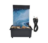 3V USB Marble Water Fountain Ornaments LED Tabletop Fountain with Stones for Home Office Table Decoration