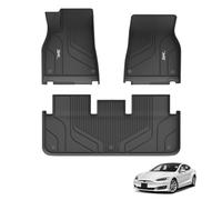 3W Alfombrillas de Coche para Tesla Model S 2022 2023 2024, TPE Alfombrillas para Todo Tipo de Clima para Tesla Model S la 1ª y 2ª Fila Juego Completo, Admite Perros, Accesorios, Negro
