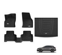 3W Alfombrillas de Coche y Maletero Compatible con Audi Q3 F3 2019-2024 2025, TPE Alfombrillas para Todo Tipo de Clima para Audi Q3 la 1ª y 2ª Fila Juego Completo, Admite Perros, Accesorios, Negro