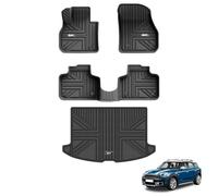 3W Alfombrillas de Coche y Maletero para Mini Countryman F60 2017-2024, TPE Alfombrillas para Todo Tipo de Clima para Mini Countryman la 1ª y 2ª Fila Juego Completo, Admite Perros, Accesorios, Negro