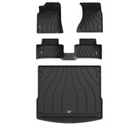 3W Alfombrillas de Coche y Maletero para Porsche Macan 2014-2024 2025, TPE Alfombrillas para Todo Tipo de Clima para Porsche Macan la 1ª y 2ª Fila Juego Completo, Admite Perros, Accesorios, Negro