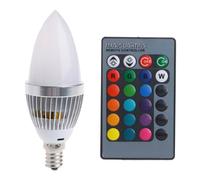 3W E12 RGB LED Bombilla de Color de Cambio de Colores con BotóN de Control Remoto de 24 Velas Pantalla Lechosa