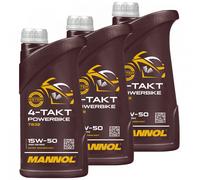3x 1 Aceite de Motor Litros 15W-50 Mannol 4- Contacto Powerbike Api Sm
