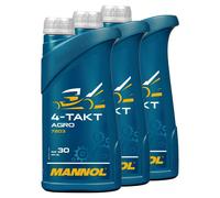 3x 1 Aceite de Motor Litros para 4-Takt Tractores Cortacésped Agro SAE 30 Mannol