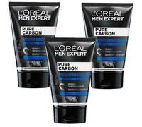 L'Oréal Men Expert Carbón puro de carbón, exfoliante facial contra la piel impura, grasa y grasa de hombres y espinillas, limpiador de poros, para una piel clara (2 x 100 ml)