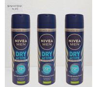 3x 150ml Nivea Men Dry Activo Anti Transpirant Deo Spray 48h Protect Real Vida