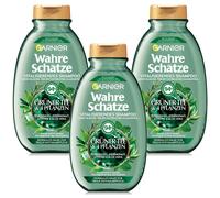 3x 250ml Garnier Verdaderos Tesoros Champú Vitalizante Té Verde & 4 Plantas