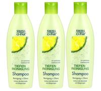 3x 250ml Swiss O Par Champú De Limpieza Profunda Brillo Natural Extracto De Lima