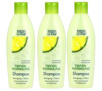 3x 250ml Swiss-o-Par Champú Limpieza Profunda Brillo Natural Limón