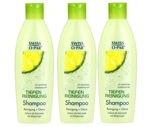 3x 250ml Swiss-o-Par Champú Limpieza Profunda Brillo Natural Limón