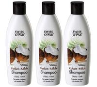 3x 250ml Swiss o Par Coco Leche Champú Con Kokosextrakt Humedad & Fragancia