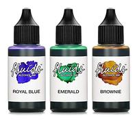 3x 30ml Octopus Fluids Alcohol Ink Set BLOODY ROYAL BLUE, EMERALD, BROWNIE, Tinta al alcohol para Fluid Art y Resin Art, resina epoxi